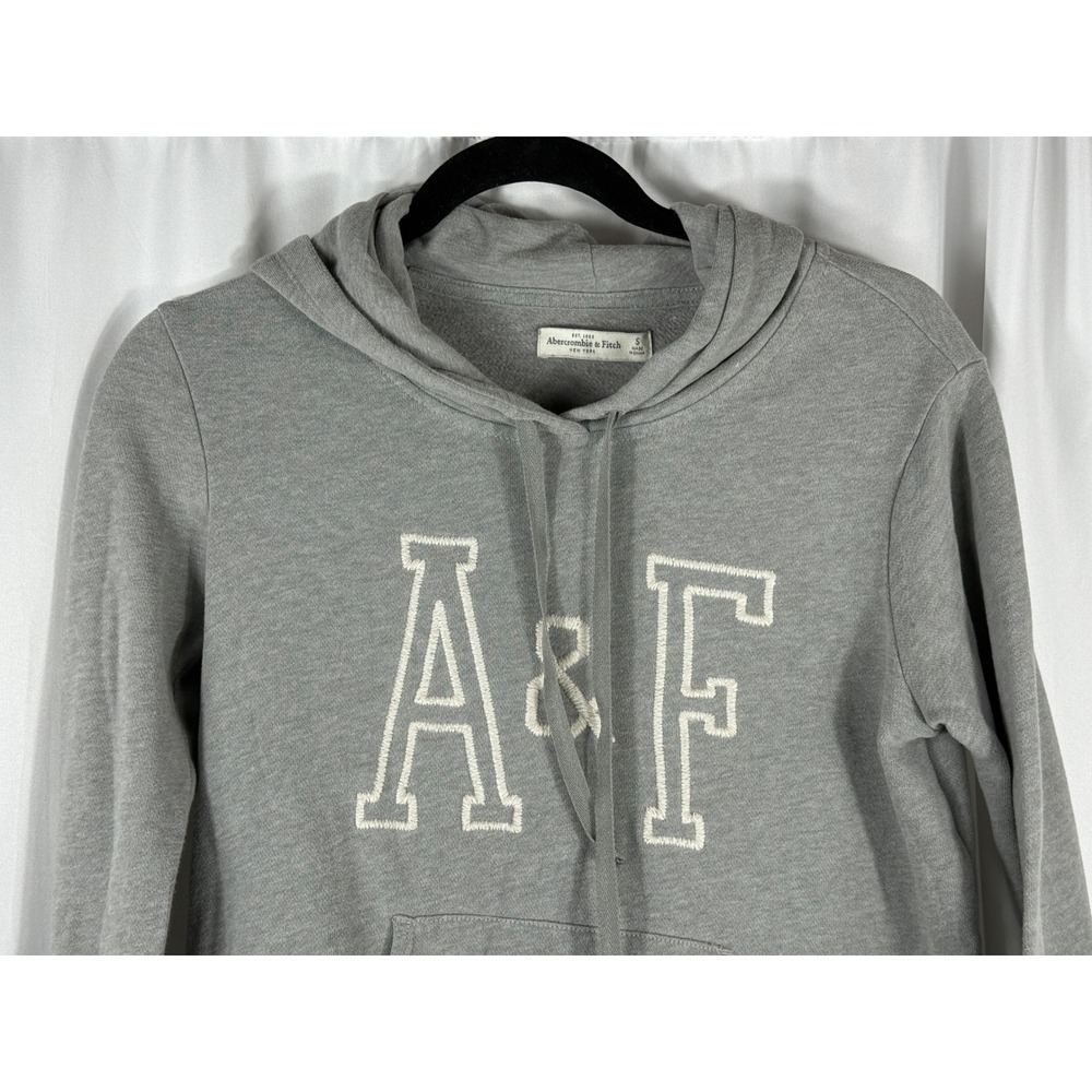 Abercrombie‎ Fitch Gray A&F Logo Hoodie Sweatshirt Size Small Casual Comfort - Picture 2 of 7